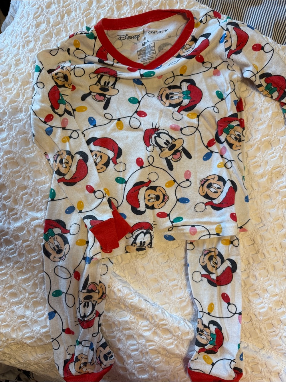 Carter's White & Red Mickey Mouse Holiday Pajama Set